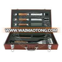 High quality 6 pieces outdoor bbq tool set with wooden box