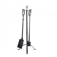 Fireplace tool set with black metal  stand