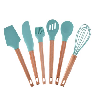 6 Kitchen Utensil Silicone Heat-Resistant Non-Stick Kitchen Accessory Set Cooking Tool Turner Whisk Spoon Brush spatula Ladle