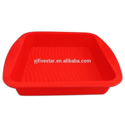 Red Nonstick Food Grade Silicone Square Cake Pan Baking Mold,Baking Tray