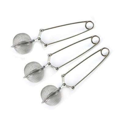 Snap Ball Tea Strainer with Handle for Loose Leaf Tea and Mulling Spices Stainless Steel Strainer Perfect Pincer Tea Ball