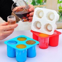 Wholesale 4 Cavity Food Grade Whiskey Silicone Ice Cube Cups Tray Mold